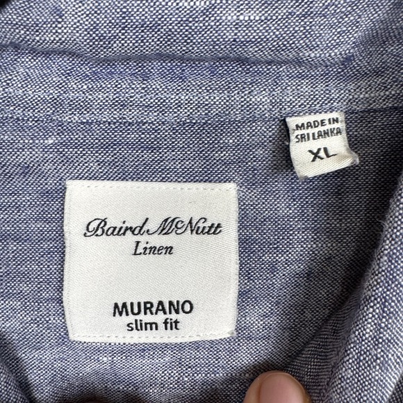 Murano Baird McNutt Shirt Mens‎ XL Blue Chambray Slim Fit Linen Beach Preppy - Picture 4 of 9